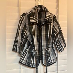 Tribal Black & White Beautiful Plaid Utility Jacket Excellent Condition size 12